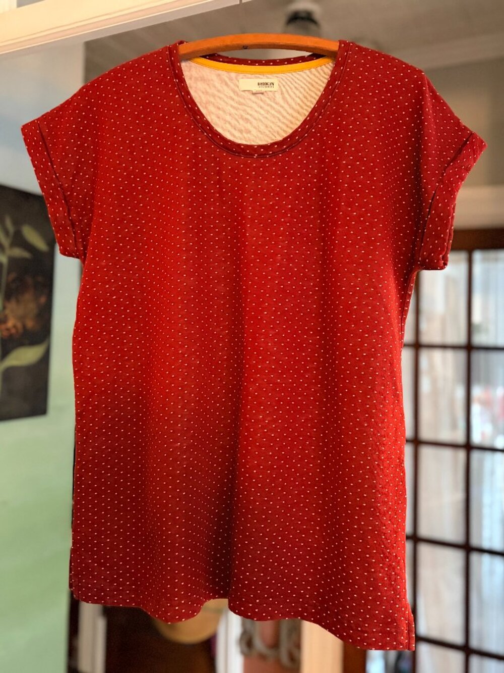 Brooklyn Industries Red Micro Dot Tee Shirt | Women's Size L